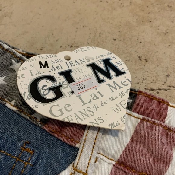 Ge Lai Mei Distressed American Flag Denim Shorts - Size M - Picture 5 of 7